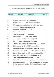 English Worksheet: Homophones