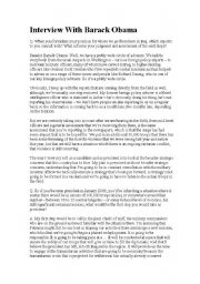 English Worksheet: Interview with Barack Obama