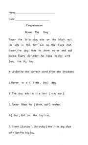 English Worksheet: comprehension