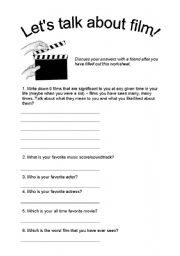 English worksheet: Lets talk about FILM!