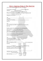 English Worksheet: Shes Leaving Home / The Beatles