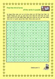 English Worksheet: Past participles puzzle  - 56 verbs :)