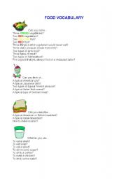 English worksheet: Food Vocabulary