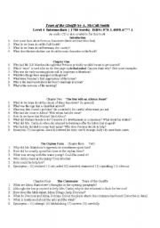 English worksheet: Comprehension Questions for each chapter of 