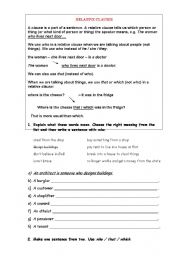 English Worksheet: RELATIVE CLAUSES