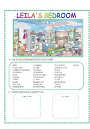 English Worksheet: LEILAS BEDROOM