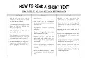 English Worksheet: Reading strategies
