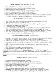 English Worksheet: Comprehension Questions to the Book of Outstanding Short Stories. Penguin Reader ISBN 978-1-405-86519-7 Level Upper - Intermediate