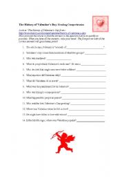 English worksheet: Valentines Day History Questions