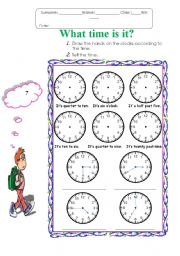 English Worksheet: What time is it?                      