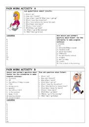 Pairwork activity- personal information