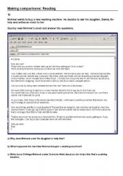 English Worksheet: Making comparisons: Reading 