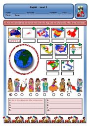 English Worksheet: COUNTRIES AND NATIONALITIES