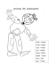 English Worksheet: Scarecrow Colour Body