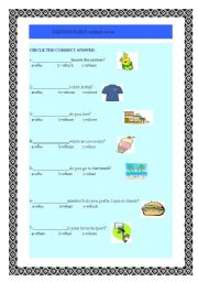 English Worksheet: QUESTION  WORDS-MULTIPLE CHOISE