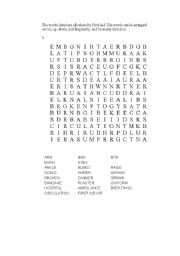 English Worksheet: first aid word search