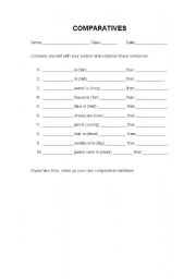 English Worksheet: Comparatives