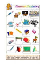 English Worksheet: Classroom Vocabulary