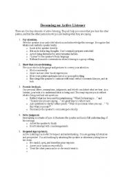 English Worksheet: How to be an active listener