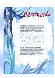 English Worksheet: Mermaids: reading comprehension