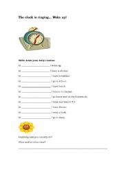 English Worksheet: The clock is ringing... Wake up!