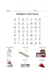 English worksheet: Firefighter Word Search