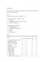 English Worksheet: Student Needs Analysis