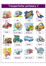 English Worksheet: TRANSPORTATION PICTIONARY 1