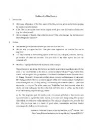 English Worksheet: Outline of a Film Review