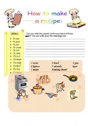 English Worksheet: How to make a recipe