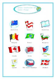 English Worksheet: Countries and their Flags
