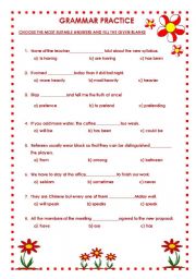 English Worksheet: GRAMMAR PRACTICE