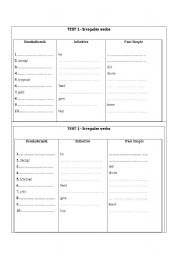 English worksheet: irregular verbs test 1