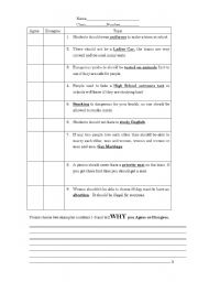 English worksheet: Agree or Disagree