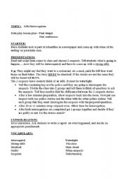 English Worksheet: ALIBI/INTERROGATION