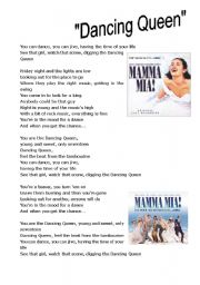 Lyrics Dancing Queen - ESL worksheet by estrada26