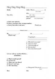 English Worksheet: Phone Conversation Dialogue