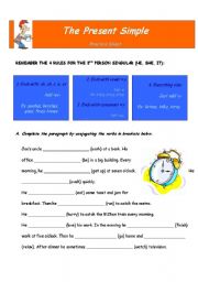 English Worksheet: PRESENT SIMPLE REVIEW PART 1/2