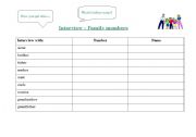 English worksheet: Family members interview