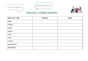 English Worksheet: Family members interview