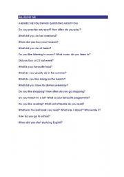 English Worksheet: All about me