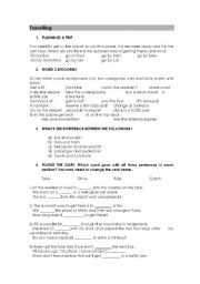 English worksheet: Travelling