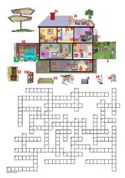 English Worksheet: House Crossword