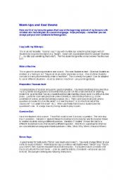 English Worksheet: Warm Ups and Cool Downs