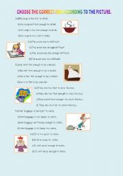 English Worksheet: too &  enough