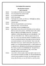 English Worksheet: Merchant of Venice