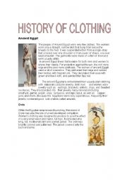 English Worksheet: HISTORY OF CLOTHING