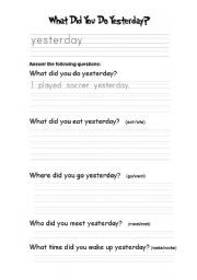 English Worksheet: yesterday