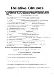 English Worksheet: relative clauses