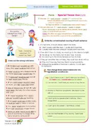 English Worksheet: IF-Clauses (2nd of the SET)  -  Special tense-use  (1/2)  -  if  +  Past simple  + would...  or other modals